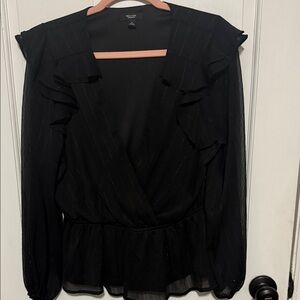 Simply Vera Vera Wang Black Ruffled Blouse